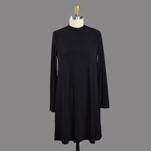 NIK AND NASH BLACK SLINKY MOCK NECK LONG SLEEVE DRESS